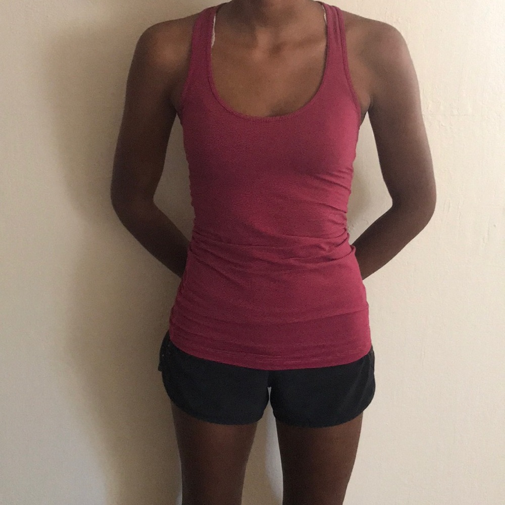 Pink striped workout tank top lululemon